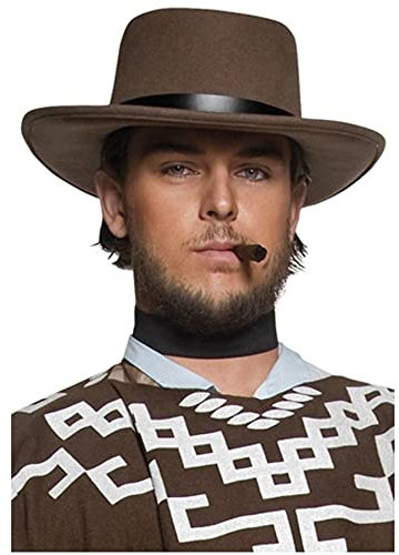 PAPSTAR NEU Authentische Western Räuber Hut, Braun, mit schwarzem Band
