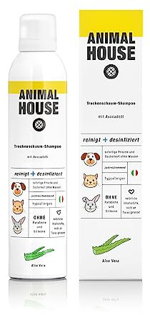Animal House – Trockenshampoo-Mousse – hypoallergen – für alle Rassen geeignet – frei von chemischen Wirkstoffen – hergestellt in Italien – pflegend – natürlich – (Aloe Vera)