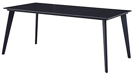 Casa Vital Esstisch Loren, Schwarz und Gold, Tischplatte aus Sinterstein, Marmormuster mit Goldadern, Metallbeine, Pulverbeschichtung, 180 x 90 x 75 cm, 120 kg Belastung