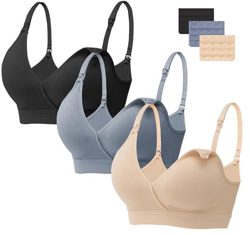 HBselect Soutien-Gorge d'allaitement Maternité 2 Pièces Soutien-Gorge d'allaitement sans Couture avec Rallonges de Soutien-Gorge Supplémentaires Femmes Allaitement et Sommeil sans Fil