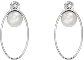 Skagen Creolen-Ohrringe Agnethe für Damen Glasperle weiß, SKJ1606040