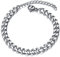 LOCCY Edelstahl Kandare Armband 3/5/7MM, Herren Armband Edelstahl Kandare, Kubanische Kette Armbänder Unisex für HipHop Rapper, 18+5CM Länge (7mm, silber)