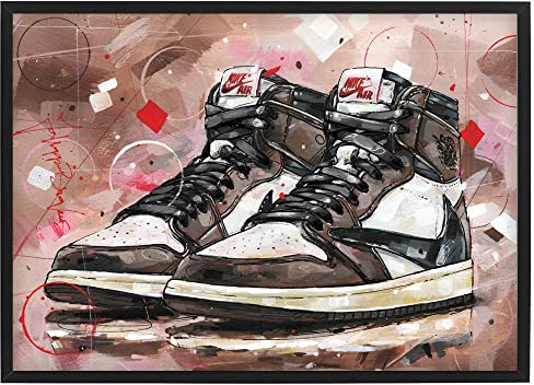 JosHoppenbrouwers Air Jordan 1 Travis Scott Poster, gerahmt, signiert, 43 x 30,6 cm