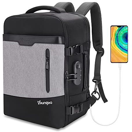 YOUNGOA Mochila Viaje Cabina Avion 40x20x25 para Ryanair Bolsas de Viaje con compartimento para portatil 20L YG063 Gris