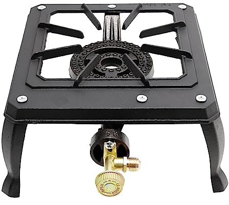 EATAKWARD Portable Gas Stove, LPG Camping Stoves, Iron Outdoor Stove for BBQ, 15000 BTU, 4 Legs, Flame Adjustable