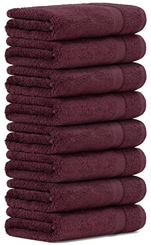 Luckytowel Handtücher Set 50x100 cm groß aus 100% Baumwolle, Handtuch Set mit 600g/m² Oeko-Tex Frottee Handtuchset als 8er Pack in Bordeaux
