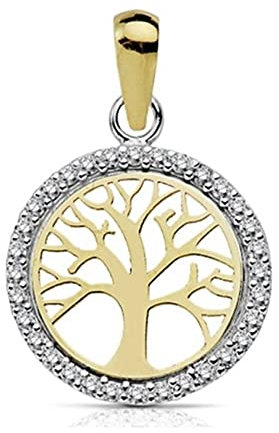 Colgante oro 18k bicolor Árbol Vida 13mm. [AA7287]