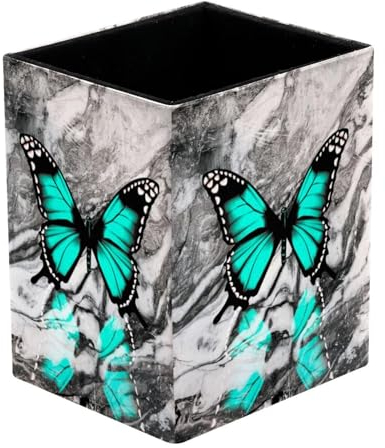 VAPOKF Stifthalter für den Schreibtisch, Schmetterling auf Marmor-Drucken, Stifthalter, Stiftehalter, Make-up-Pinsel, Aufbewahrung, Schreibtischbedarf, Organizer für Heimbüro