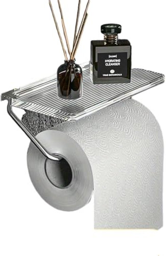 Lot de 3 porte-rouleaux de papier toilette avec étagère, en tissu acrylique, gris clair