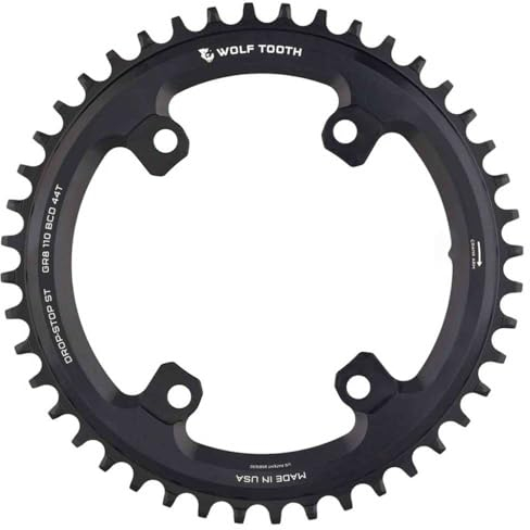 Wolf Tooth 110 Bcd Asymmetric 4-Bolt Chainring For Shimano Grx Cranks Plato para Bicicleta, Unisex Adulto, Negro, 36T