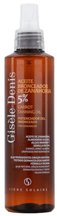 GISÈLE DENIS - Aceite Bronceador de Zanahoria 5% 200 ml, Bronceador en Aceite, Acelerador del Bronceado, Bronceador Solar, Ingredientes de Origen Natural, Resistente al Agua, Fórmula Vegana