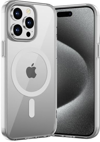 WXX iPhone 15 Pro Case Magnetic Case, Compatible with MagSafe, Transparent Soft TPU Electroplated Protective Shockproof Case Slim Cover for iPhone 15 Pro 6.1” - Silver