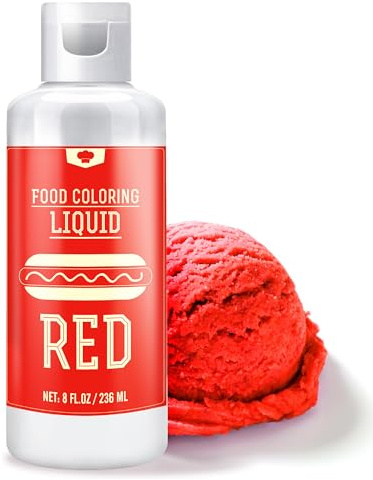 Food Colouring - 240ml Liquid Vivid Food Colouring for Baking, Cake Decorating, Icing, Cookie, Fondant and Macaron - Tasteless Concentrated Food Colour Dye for DIY Soap Making and Crafts (Red)