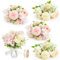 MOAMUN 4 Künstliche Blumen mit Seide, Realistische Kunstblumen Wie Echt, Blumenstrauß Versenden Brautstrauß Blumenstrauß Künstlich Pfingstrosen für Dekoration Hochzeit Tisch Braut Party Gift