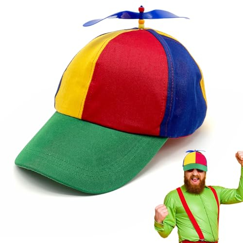 UILYNIU Sombrero de Hélice para Adultos Niños Sombrero Colorido Sombrero Divertidos Gorra de Helicóptero Sombrero de Festival Gorra de Béisbol con Hélice para Fiestas(Colorido)