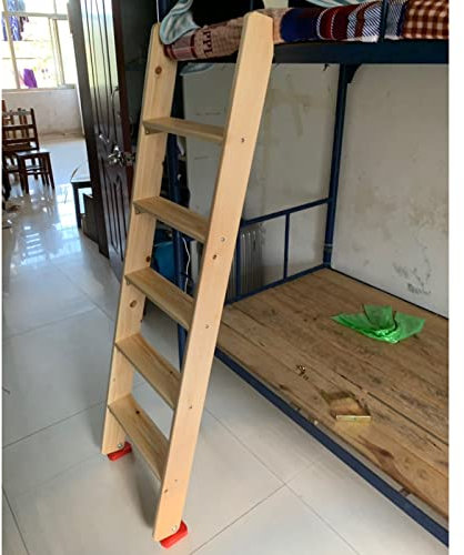 Scaletta per Letto a Castello 3/4/5 Gradini, Scalette per Bambini, Adolescenti, Scalette per Letto a Soppalco in Legno con Staffa per Ganci e Piedini Antiscivolo, Carico 90 kg (Size : 1m/39i