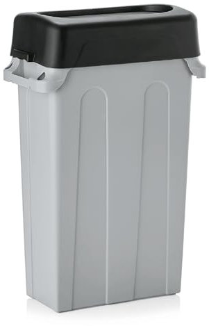 MUVELL Poubelle de 75 l + différentes variantes de couvercle, 3,6 kg, poubelle grise, poubelle de cuisine, poubelle gastronomique, 56,5 x 27,9 x 76 cm (avec couvercle basculant)