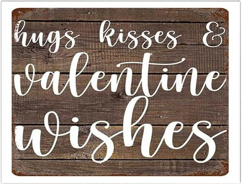 Namensschilder mit Aufschrift Hugs Kiss And Valentine Wishes, personalisierbar, Aluminiumschild, Kinderzimmer-Namensschild, unlackiertes Schild, Palettenschild, kein Geruch, schöne Science-Fiction