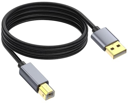 Danfetsoy Cavo USB A maschio a B maschio, cavo USB 2.0 per stampante, da tipo B a tipo A, da maschio a maschio, per controller DJ, stampante, scanner, fax, tastiera midi (1,8 m)