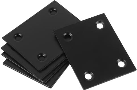 KICHOUSE 5 Piezas tira de metal con agujeros soporte plano Soporte de esquina soportes de pared soporte recto chapas de reparación para madera Platos de metal placa plana planchar Black