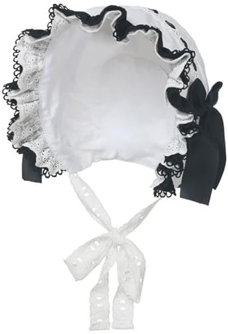 Besforta Girls Women Mop Hat Victorian Housemaid Bonnet Pilgrim Hat Colonial Costume Accessory