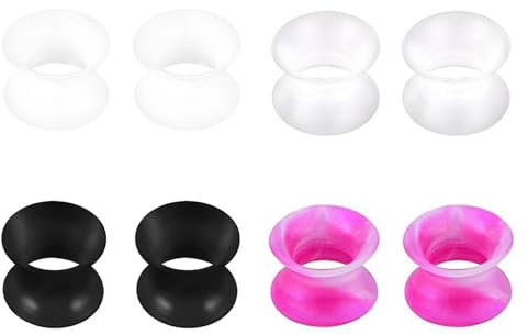 4 Paar Extra Weich Silikon Ohr Tunnel Plug, Silikon Flesh Tunnel Flexible Dünn Tunnels Plugs Double Flared Ohr Expander Piercing Schmuck für Männer Frauen, 3-25mm (Mischfarbe Set 1, 6mm)