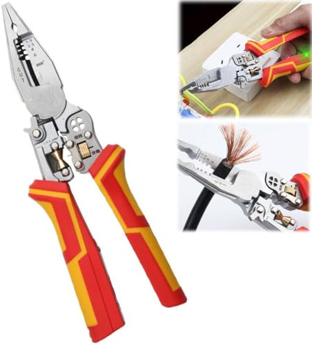 9 in 1 Wire Strippers with Electricity Measurement Function, Multifunctional Wire Stripping Pliers for Cutting and Pulling Wires, Cable Scissors for Scraping and Pressing Wires with Voltage Test