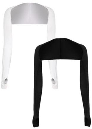 2 Pack Cooling Shawl Arm Sleeves for Women, Sun Sleeves with Finger Hole UV Protection for Golfing, Driving and Outdoor Sports