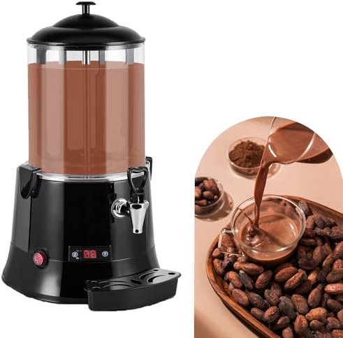 Sunseota Machine à Chocolat Chaud 10L Distributeur Chocolat Chaud Professionnel 400W Chocolatière Pro 30-90℃ Distributeur LED avec Plateau Égouttoir pour Boisson Chaude Café Lait Soja,5L