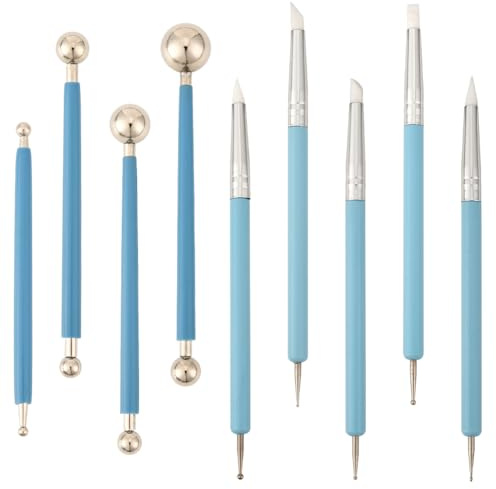 SOFPLATE 9 Stück 2 Stile Ton Bildhauerwerkzeug Töpferwerkzeuge Kunststoff Gemischte Größe Punktmalerei Doppelseitige Kugel Modellier Und Prägestift Für Erwachsene Schnitzen Zeichnen Formen Nagelkunst