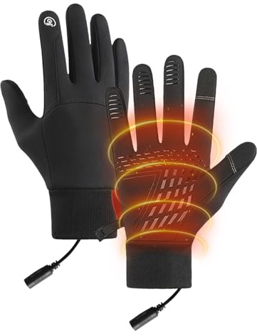Heizhandschuhe Für Herren - Beheizbare Motorradhandschuhe | USB-beheizte winddichte wasserfeste Verstellbare Fäustlinge für Damen Herren - Für Outdoor Fahren Pendeln Wandern Radfahren Wintersport