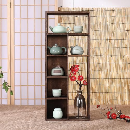 Dailify Support Mural pour Tasses Présentoir Vertical Mural pour Tasses à Thé, Support pour Soucoupes de Tasses à Thé Peu Encombrant, Étagère en Bois pour Tasses à Café(Right-side Style)