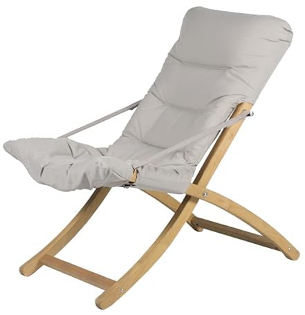 fiam Gartensessel Struktur aus hellem Eschenholz und Relax-Matratze LINDA SOFT (BEIGE)