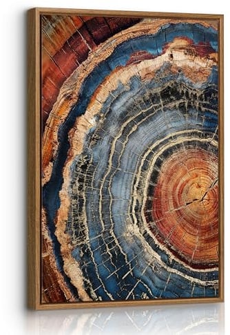 Leinwand Bilder Mit Rahmen Vintage Baum Ringe Wandbilder Abstrakt Holzmaserung Textur Bild Auf Leinwand Natur Inspiriert Bauernhaus Wandkunst Zuhause Wanddeko für Büro Wohnzimmer Schlafzimmer 40x60cm