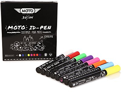 MOTO · MID-Pen „SET“ - HELM selbst GESTALTEN - Wasserfest & Einfache Umsetzung - JET-Helm Motorrad-Helm Roller-Helm - Fiberglas Carbon ABS - Retro Vintage Design (SET, 6mm)