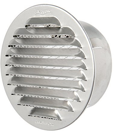 La Ventilazione GTA100R Griglia Tonda da Incasso, Alluminio, ø 125 mm