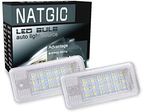 NATGIC License Number Plate Light Lamps CanBus error free 18 LED 3528 SMD LEDs Bulb For A3 S3 A4 S4 B6 B7 A6 S6 A8 Q7 (Pack of 2)
