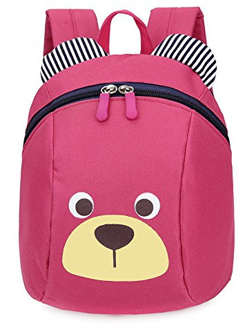 MOTOLIMO Kinderrucksack Anti verloren Kinder Rucksack Mini Bär Schule Tasche für Baby Jungen Mädchen Kleinkinder 1-3 Jahre (Rose Rot)