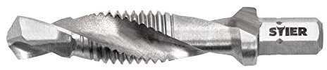 STIER Kombigewindebohrer Bit M10 DIN 3126 HSS-G 1/4-Sechskant rechtsschneidend Sechskantschaft Gewindeschneider Einschnittgewindebohrer Durchgangsloch