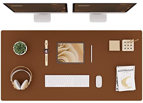 K KNODEL Tischunterlage, Schreibtischunterlage, 60 x 35cm, Laptop Tischunterlage, wasserdichte Schreibunterlage für Büro- oder Heimbereich, doppelseitig (Braun/Grau)