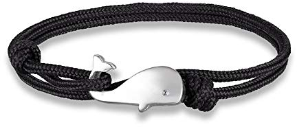EXINOX Bracciale in corda con chiusura a balena | uomo donna | stile nautico mare vita marina, Nylon, Nero, EX-P-6723
