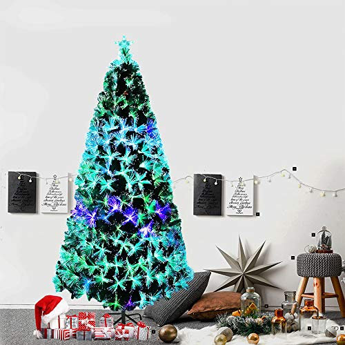 Froadp 120cm Albero di Natale in Fibra Ottica con Supporto Stabile e 120 Rami di Simulazione Tradizionale per Decorazioni Natalizie Fai-da-te(Aghi di pino Colorati)