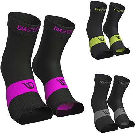 Fußbandage SANKLES für Damen und Herren (2 Paar) - Knöchelbandagen zur Stabilisierung von Sprunggelenk und Knöchel - Elastische Sprunggelenkbandage zur Unterstützung beim Sport (Schwarz/Pink, S)