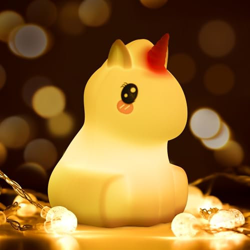kidoo - Nachtlicht Kinder - LED-Schlummerlicht, Mehrfarbig - Silikon Nachtlicht Kinder | Über USB Aufladbar - Nachtlicht oder Schreibtischlampe | Geschenk für Kinder - Energieeffizient (Einhorn)