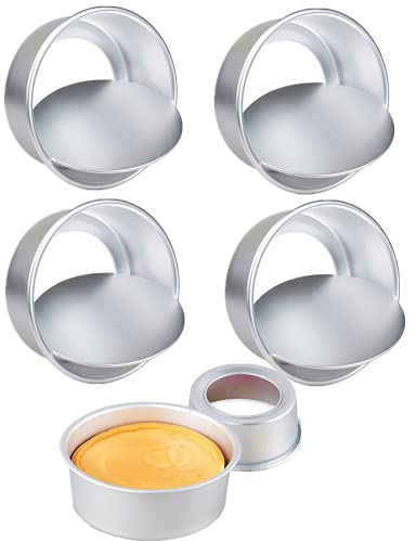 XZJMY Lot de 5 moules à gâteau ronds en aluminium anti-adhésif avec fond amovible, mini moule à gâteau rond en aluminium, utilisé pour les réunions de famille pour cuire des mini gâteaux, pizzas,