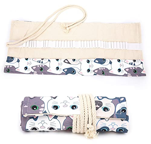 36 Loch Canvas Pencil Wrap, Pen Curtain Roll Up Waschbare Bleistifte Aufbewahrungstasche Bleistiftroller für Klassenkameraden Studenten Kollegen