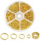 TOAOB 600pcs Anneau Double Jonction en Metal Anneau Ouvert Jump Ring Connecteur de Bijoux Chaine Links Or 6mm 8mm 10mm 12mm avec Boite de Rangement pour Fabrication de Bijoux