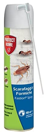 Protect Home Fastion Spray Scarafaggi e Formiche, Insetticida spray a rapida azione per eliminare formiche e scarafaggi. Con cannuccia per applicazione di precisione 400 ml