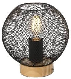 Globo Tischleuchte Schwarz Industriell | Lackiert | Metallgeflecht | LED | 20 cm | Schalter