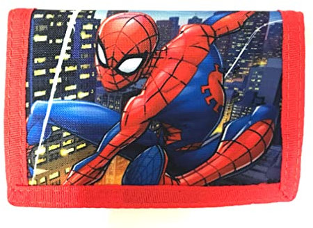 Marvel Spiderman Portefeuille à trois volets pour enfant, bleu et rouge, SIZE APPROX 13CM X 9CM X 1CM, Portefeuille à trois volets